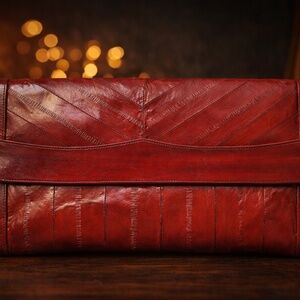✨ Vintage Kora Genuine Eel Skin Leather Clutch ✨  Luxury Exotic Leather | Rich B